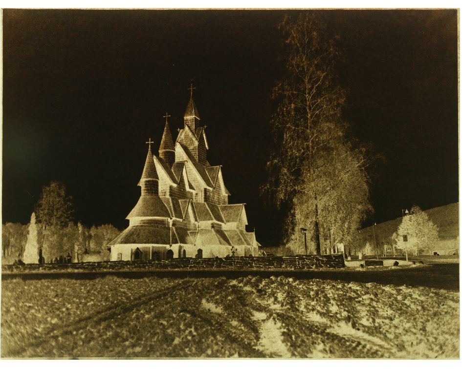 Calotype negative of the stave church in Norway, Heddal. Photo Wlodek Witek