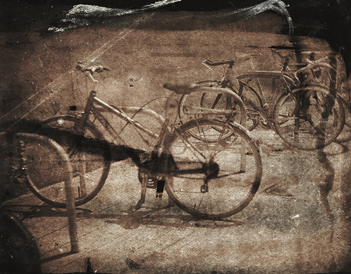 Bicycles, positive image from calotype negative made by Brittonie Fletcher 